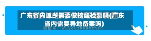 广东省内返乡需要做核酸检测吗(广东省内需要异地备案吗)