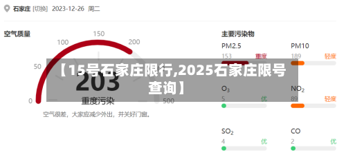 【15号石家庄限行,2025石家庄限号查询】-第2张图片