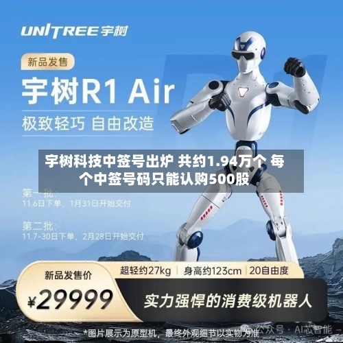 宇树科技中签号出炉 共约1.94万个 每个中签号码只能认购500股
