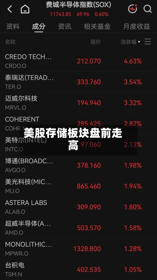 美股存储板块盘前走高