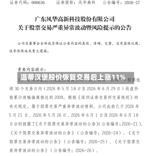 温蒂汉堡股价恢复交易后上涨11%-第1张图片