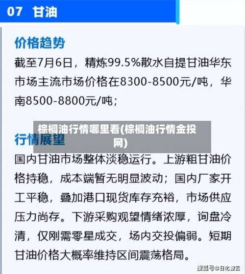棕榈油行情哪里看(棕榈油行情金投网)