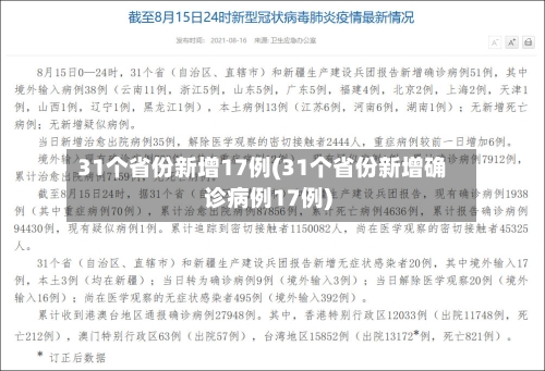 31个省份新增17例(31个省份新增确诊病例17例)