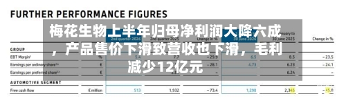 梅花生物上半年归母净利润大降六成，产品售价下滑致营收也下滑，毛利减少12亿元-第3张图片