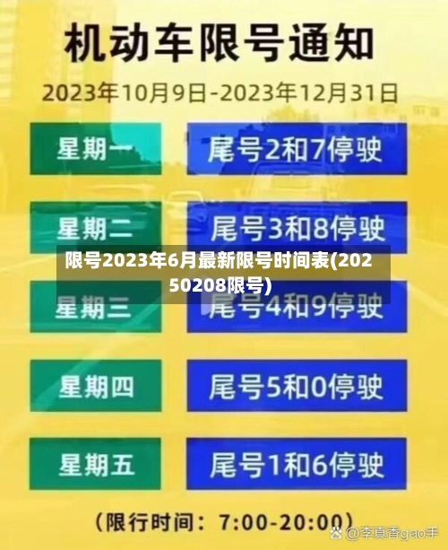 限号2023年6月最新限号时间表(20250208限号)