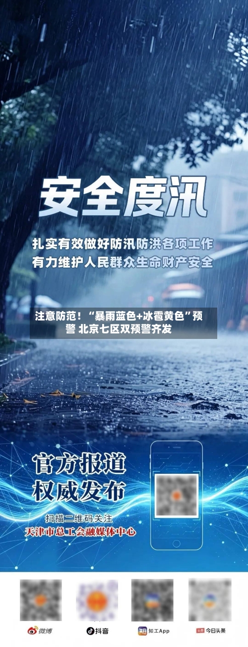 注意防范！“暴雨蓝色+冰雹黄色”预警 北京七区双预警齐发-第2张图片