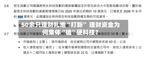 50余只理财扎堆“打新	” 理财资金为何集体“磕”硬科技？-第3张图片