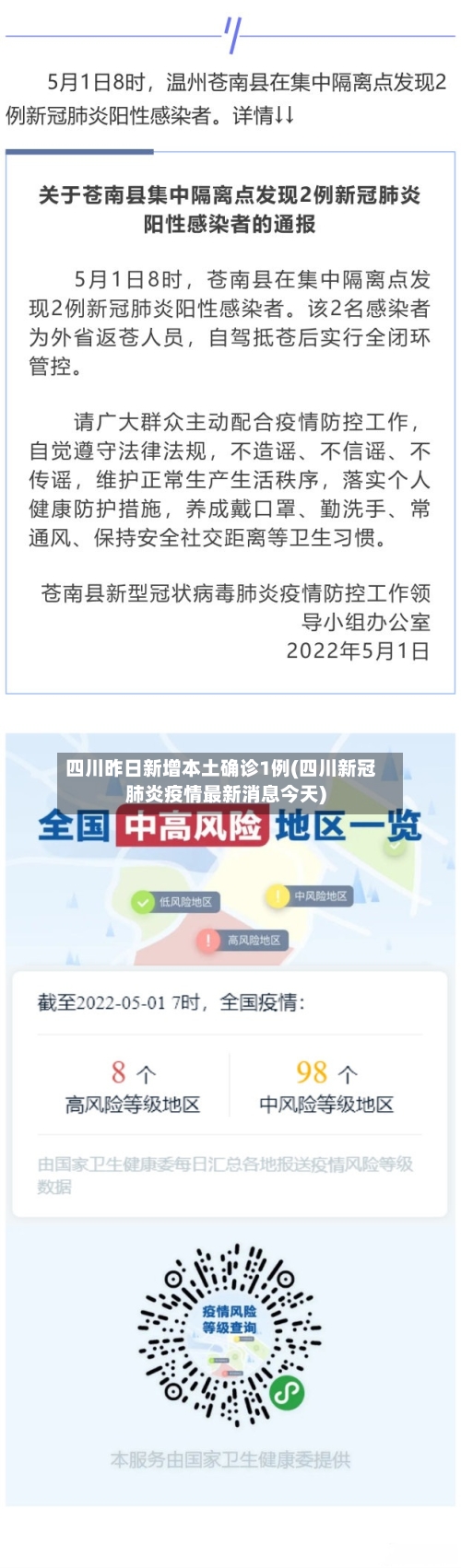 四川昨日新增本土确诊1例(四川新冠肺炎疫情最新消息今天)