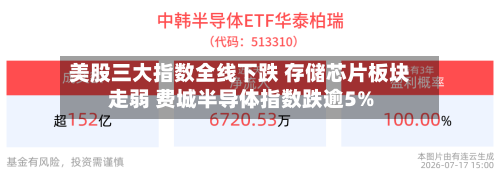 美股三大指数全线下跌 存储芯片板块走弱 费城半导体指数跌逾5%-第2张图片