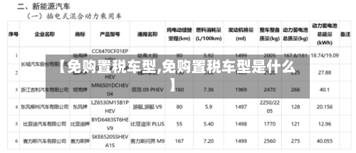 【免购置税车型,免购置税车型是什么】