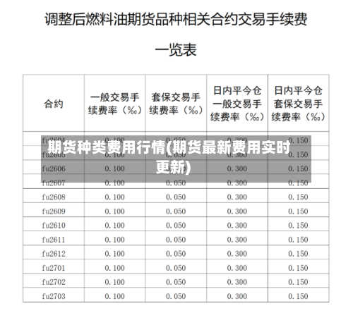 期货种类费用行情(期货最新费用实时更新)